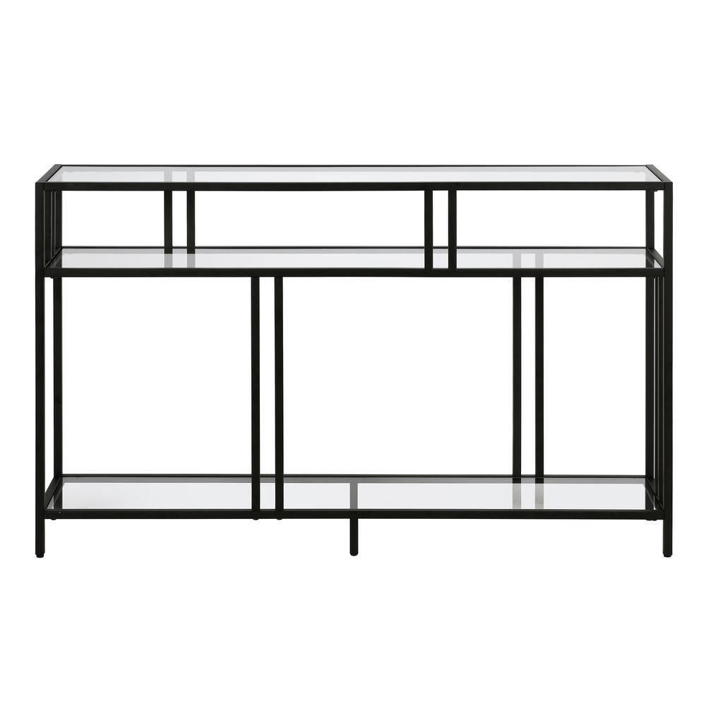 Henn&Hart 48" Blackened Bronze Metal/Glass Console Table