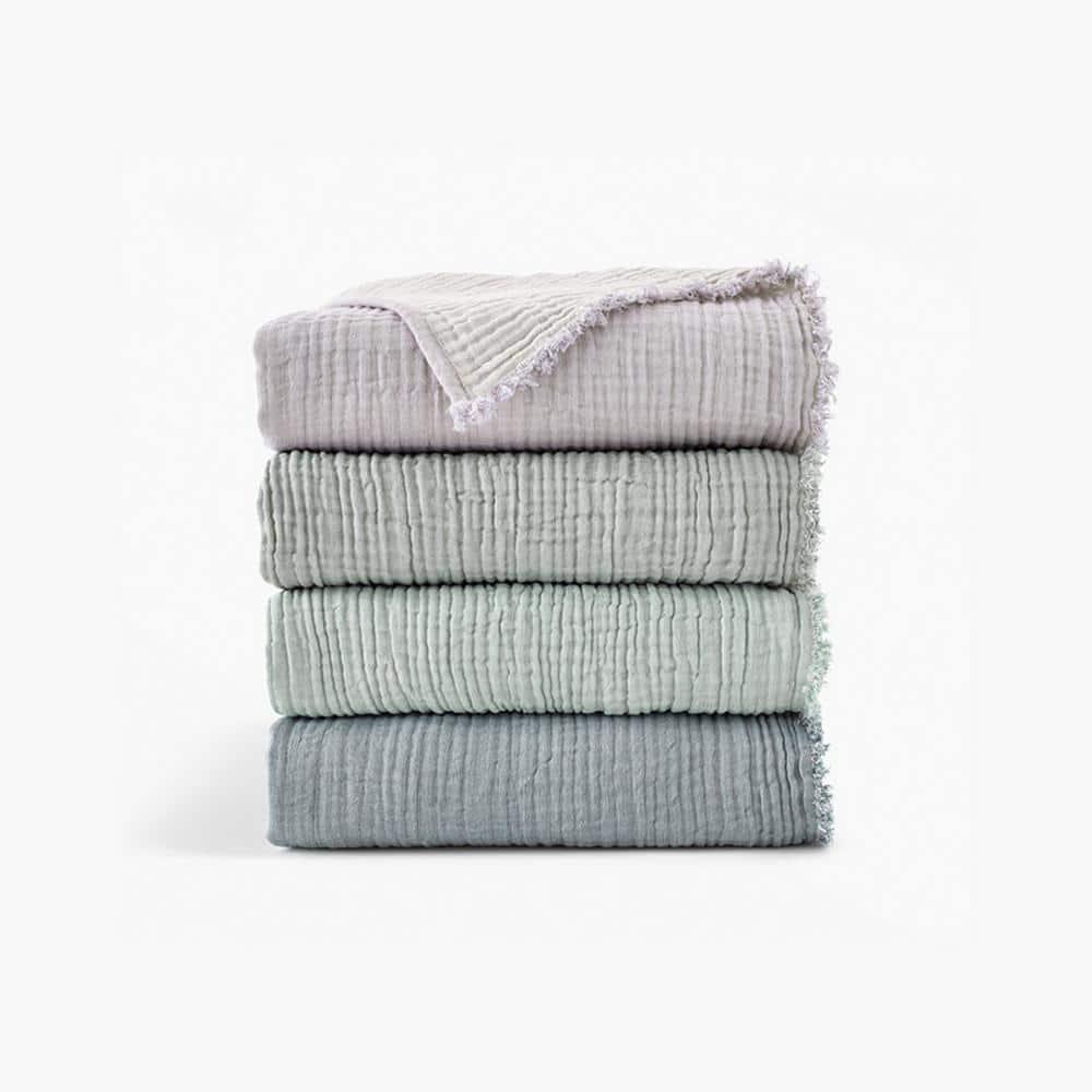 50"x60" Two Toned Organic Throw Blanket Beige - Truly Soft: Non-Woven, All Ages, Machine Washable