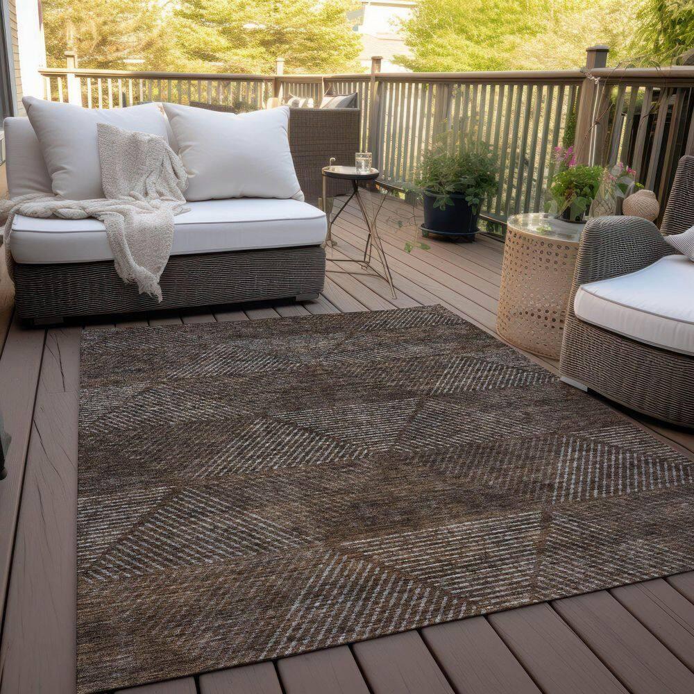Addison Rugs Chantille Indoor/Outdoor Transitional Geometric Brown Washable Rectangle Rug, 2'6" x 3'10"