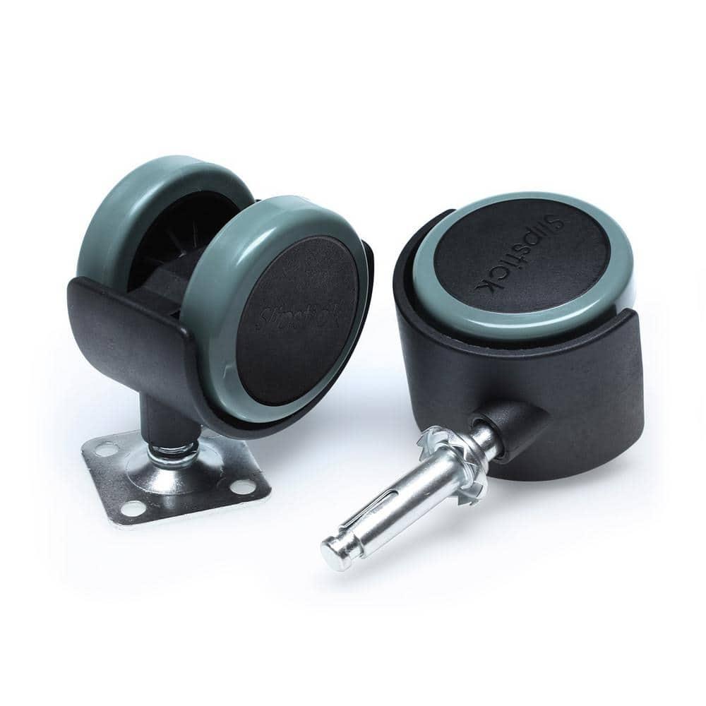 Slipstick 2-Inch Black and Gray Rubber Swivel Caster Wheels Set