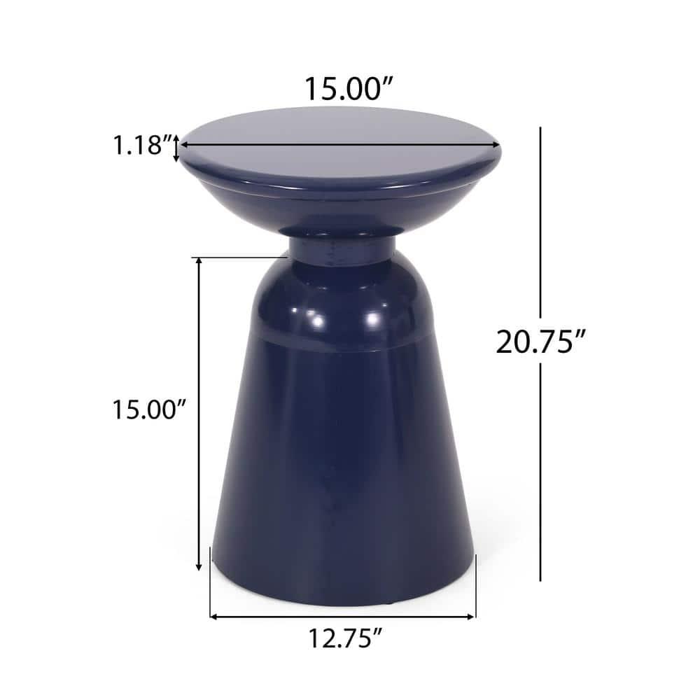 Aston Metal Outdoor Side Table, Navy Blue