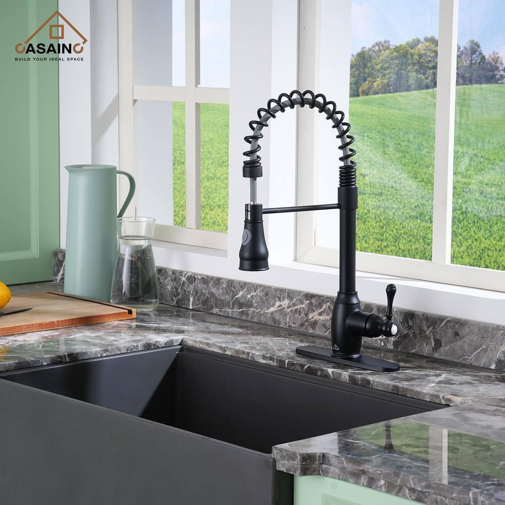 CASAINC 1.8 GPM Single-Handle Spring Pull-Down Kitchen Faucet Single Hole Faucet