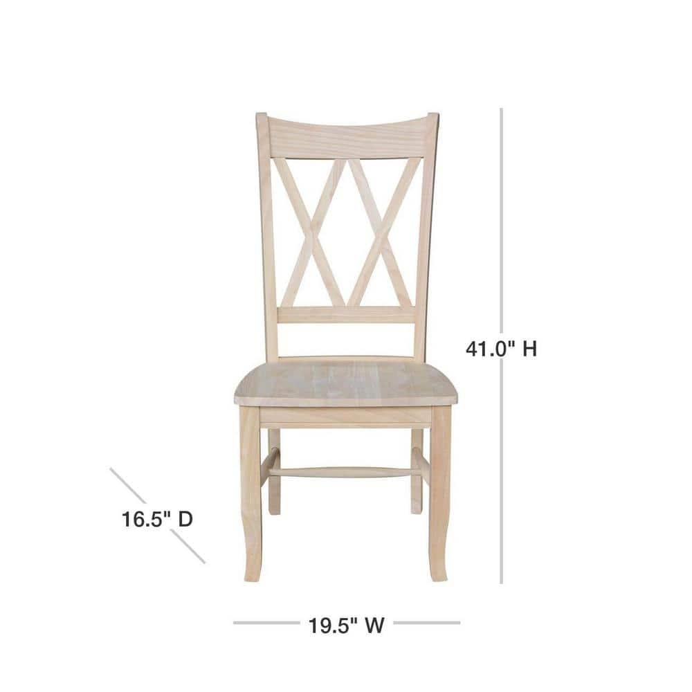 Set Of 2 Double X Back Chair Unfinished - International Concepts: Solid Wood, Armless, Unupholstered