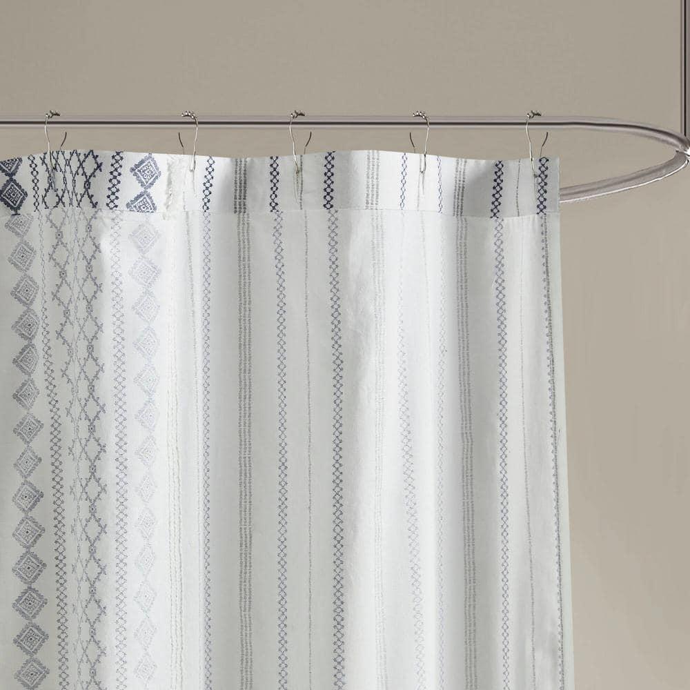 INK+IVY Imani 100% Cotton Printed Shower Curtain with Chenille