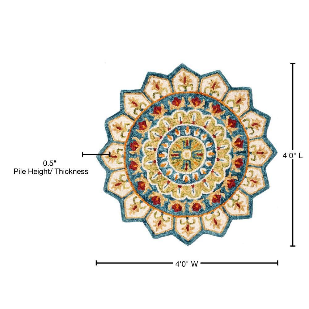 Novelty NOV605 Hand Tufted Area Rug - Ivory/Blue - 4' round - Safavieh.