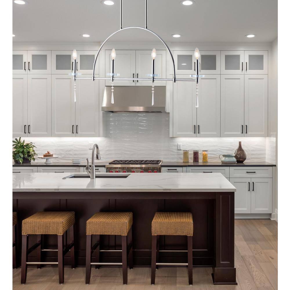 Doris 41" 4-light Linear Metal/Crystal LED Pendant, Chrome