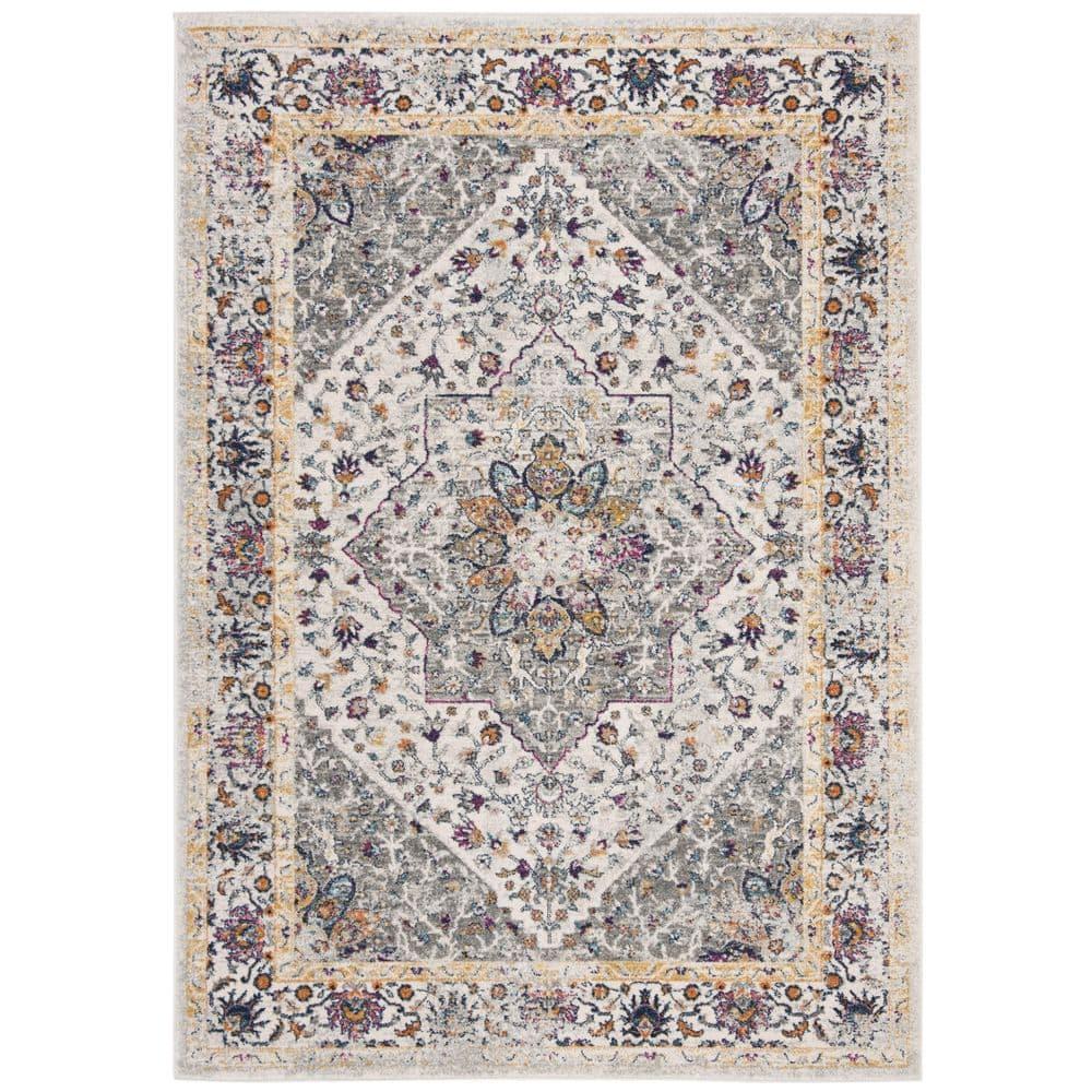 Evoke EVK288 Power Loomed Indoor Area Rug - Ivory/Grey - 6'7"x9' - Safavieh