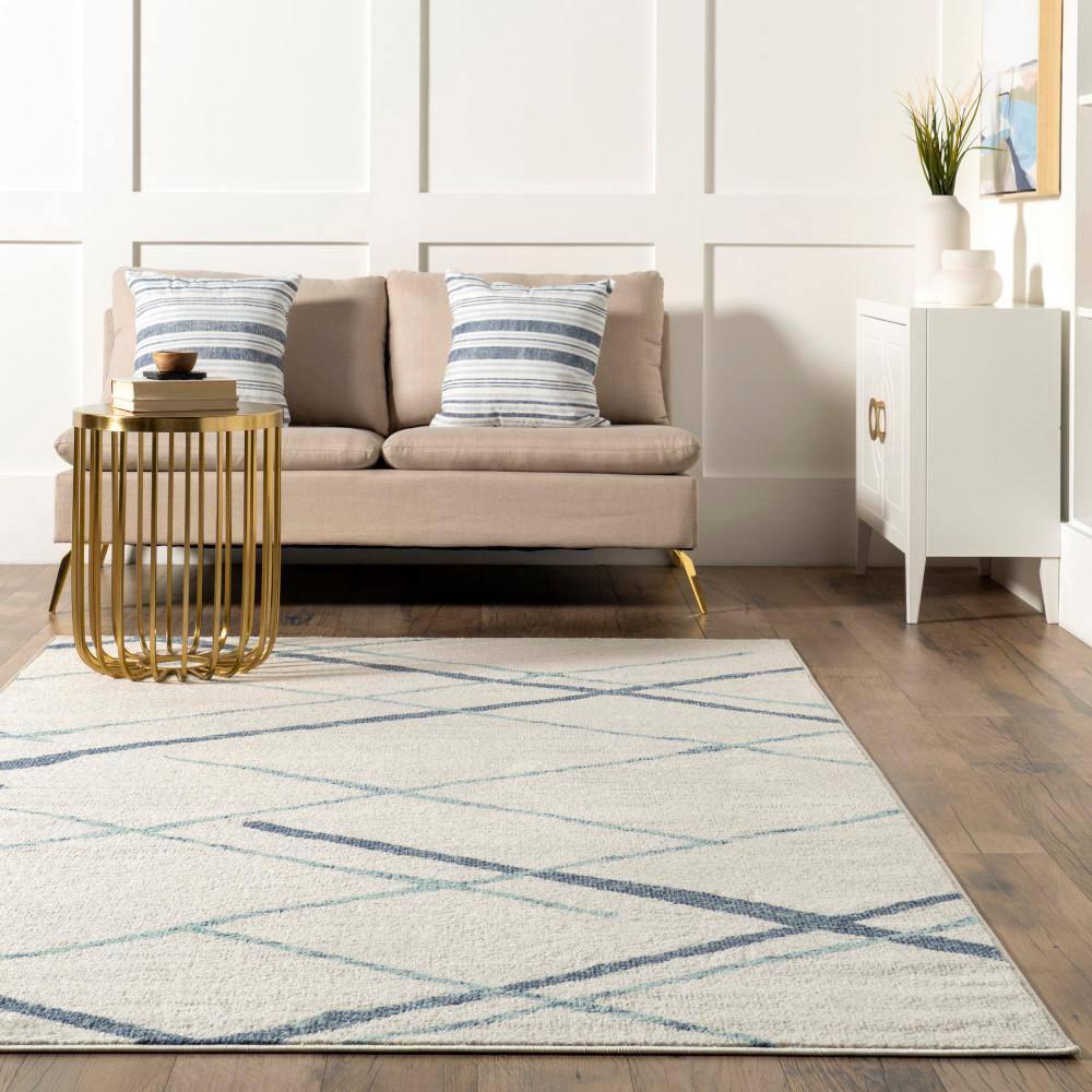 Nuloom 5x8 Thigpen Contemporary Indoor Area Rug, Light Blue, Abstract Lines, Non-Slip Backing, Stain Resistant, BedroomLiving Room, Kitchen,