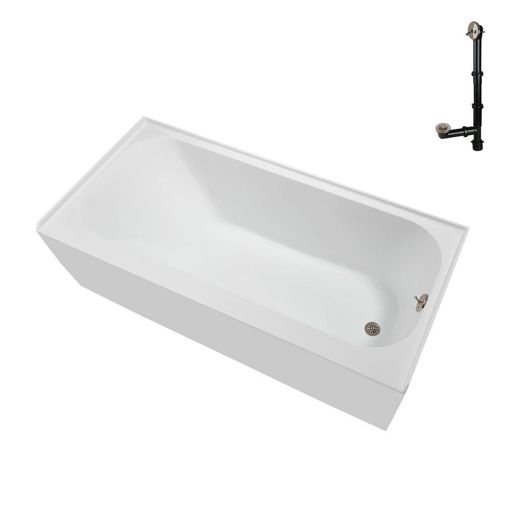 Streamline 60 in. x 30 in. Acrylic Right-Hand Drain Alcove Bathtub in Glossy White With External Drain