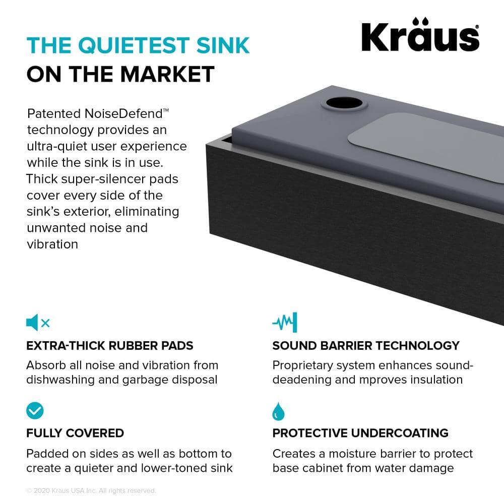 KRAUS Kore™ Workstation 33" L Farmhouse Modern Flat Apron Front 16 Gauge Black Stainless Steel Single Bowl Kitchen Sink