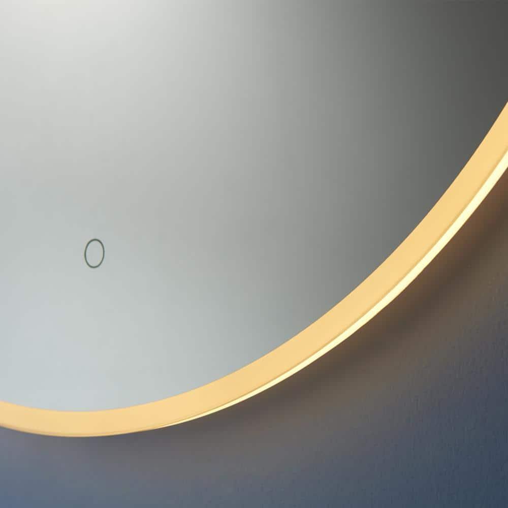 Century 32 in. W x 32 in. H Frameless Round LED Light Bathroom Vanity Mirror in Silver Finish