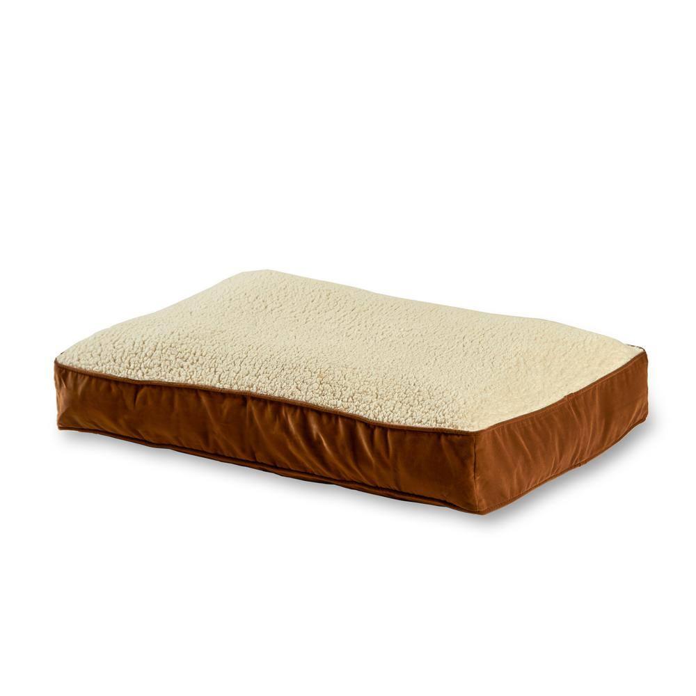 Happy Hounds Buster Sherpa Rectangle Pillow Style Dog Bed, Latte, Small (36 x 24 in.)