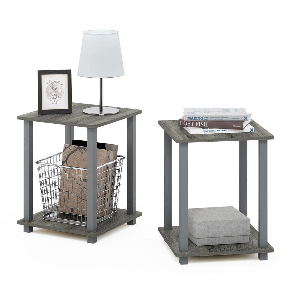 Simplistic End Table, French Oak Grey - 19.6 x 15.6 x 15.6 in. - Set of 2