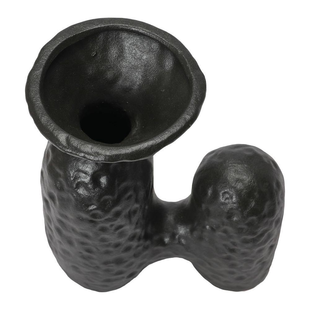 Bloomingville Textured Stoneware Sculptural Vase, Matte Black