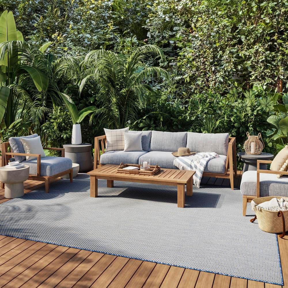 Nourison Courtyard COU01 Indoor/outdoor Area Rug - Ivory Blue 8' x 10'