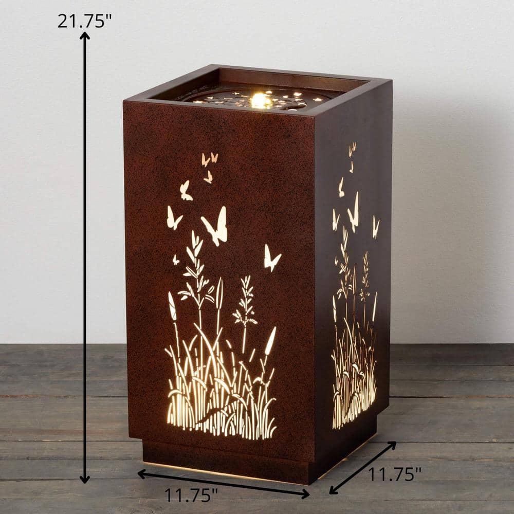 Sullivans 21.75" Pierced Copper Square Fountain, Metal