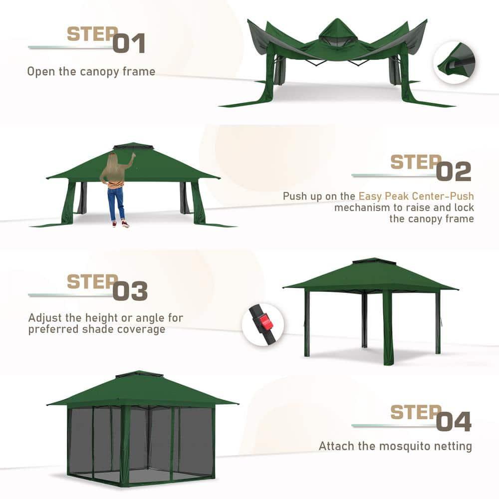 EAGLE PEAK Pop up Patio Gazebo 13 Ft. W x 13 Ft. D Metal Patio