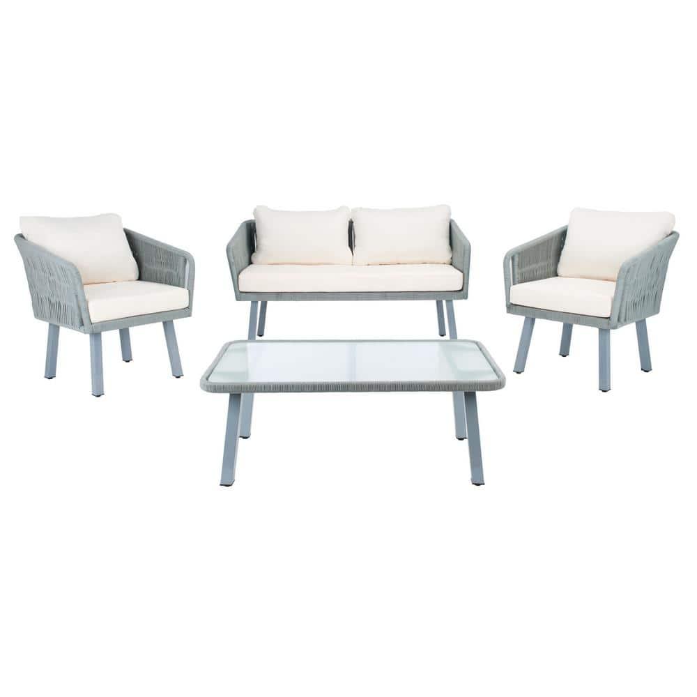 Kerson 4 Piece Rope Living Set - Indoor/Outdoor - PAT7519 - Grey/Beige - Safavieh