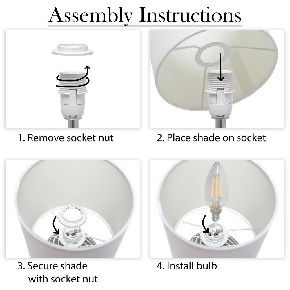 10.43" Petite Contemporary Webbed Waves Base Bedside Lamp with White Drum Shade - Simple Designs: ETL Listed, No Assembly Required