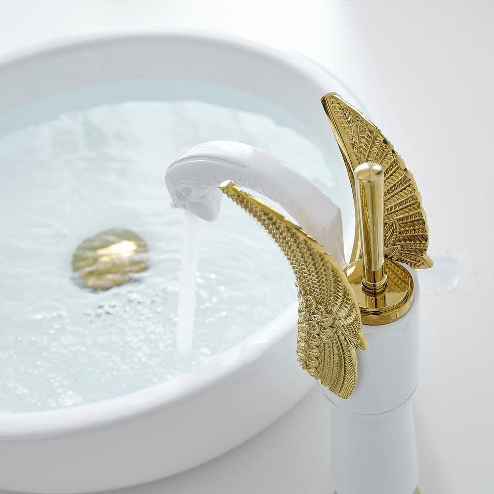 BWE Single Handle Vessel Sink Faucet with Pop-Up Drain in Gold