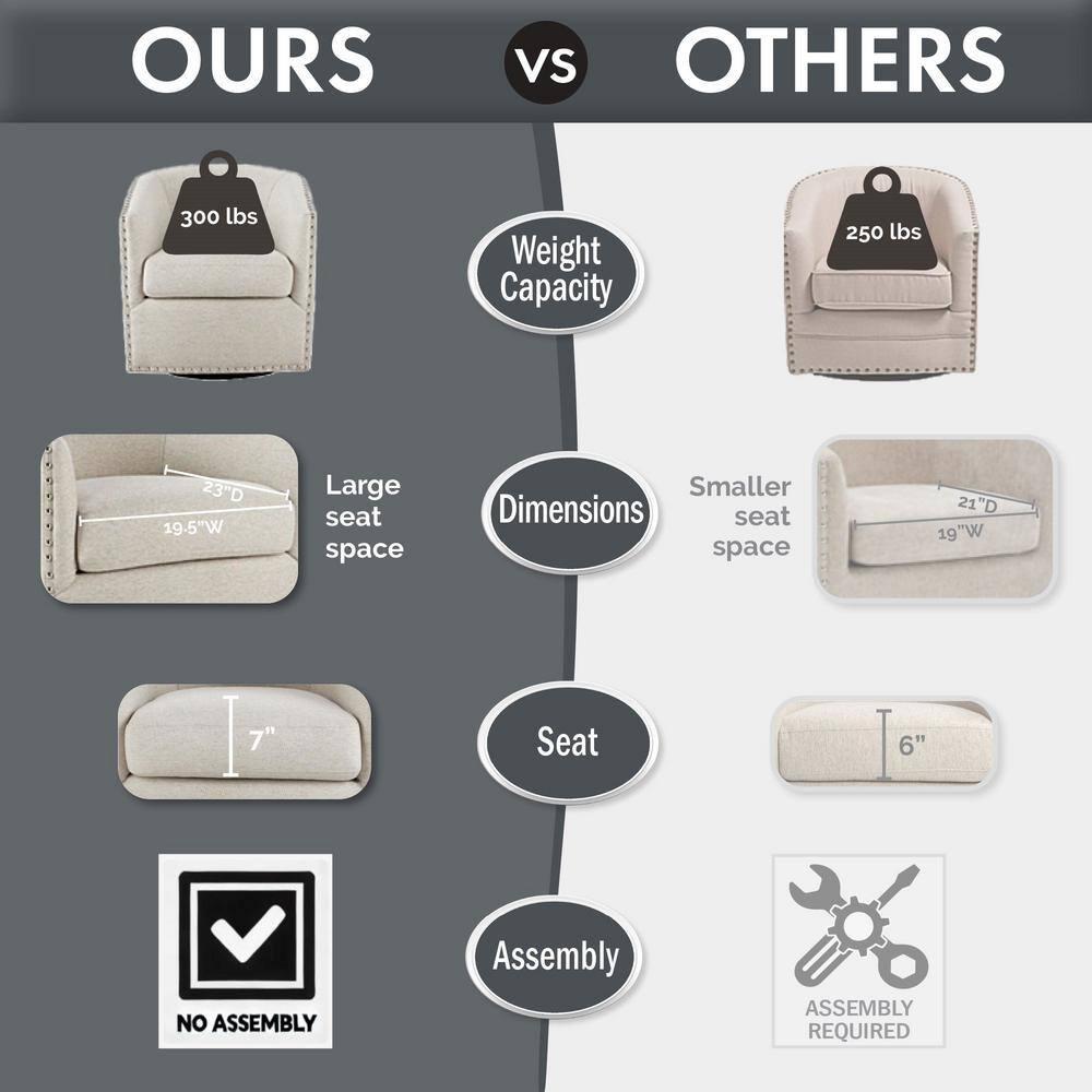 Sheldon Swivel Chair Gray - Madison Park: Elegant Upholstered Lounge, Nailhead Trim, 360° Rotation