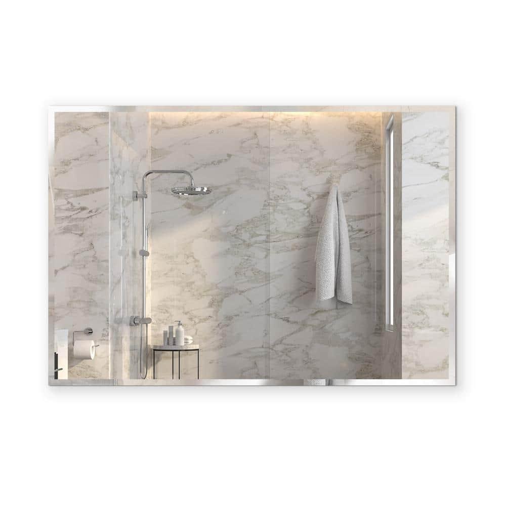 36"X48" inch Clear Rectangle Beveled Polish Frameless Wall Mirror with Hooks