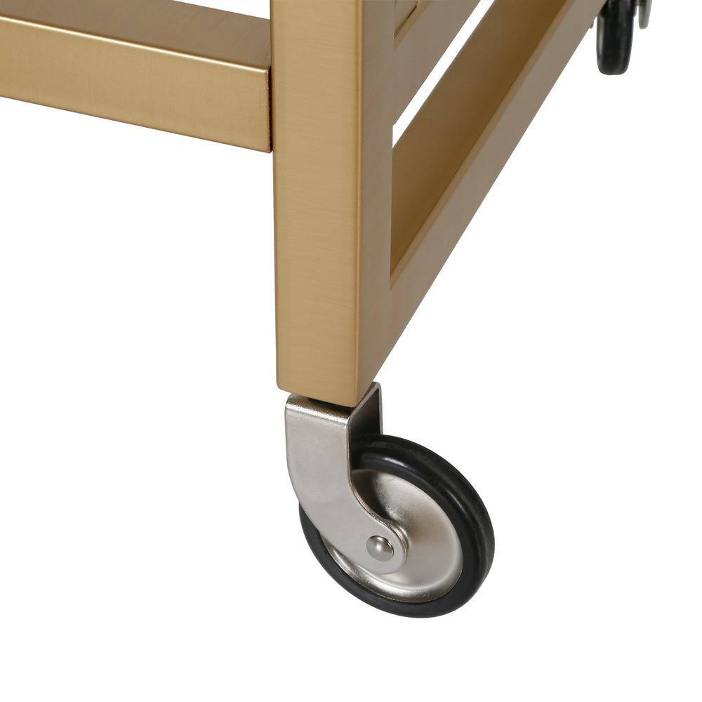 Evelyn&Zoe 38" Brass Metal/Glass Bar Cart