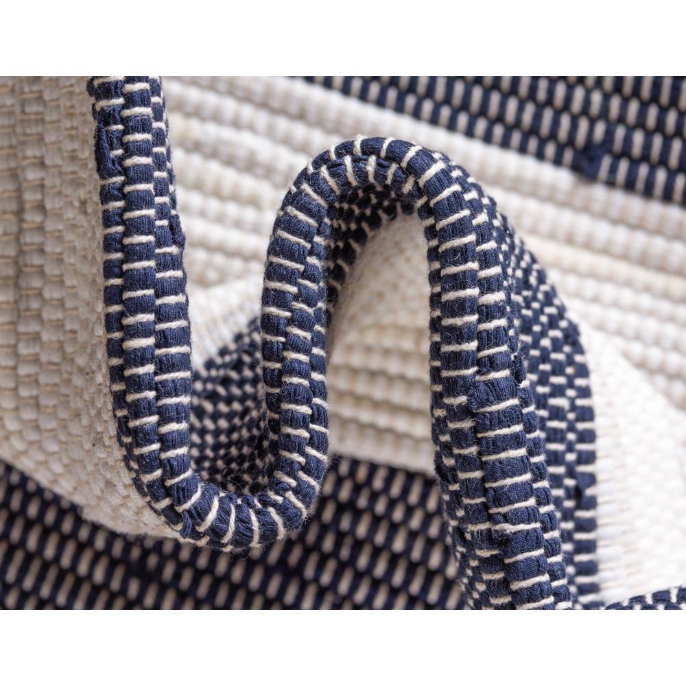 Unique Loom Chindi Rag Collection Area Rug - Striped (8'  x 10' Rectangle Navy Blue/Ivory)