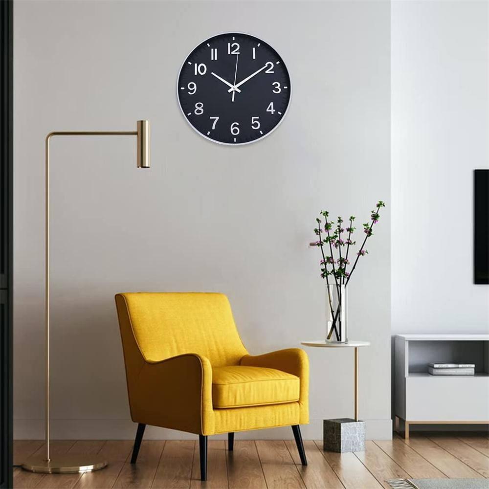 Warkul 12-Inch Wall Clock High-precision Battery Operated Easy-to-Read Silent Non-Ticking Quartz Clock Wall Art Decoration