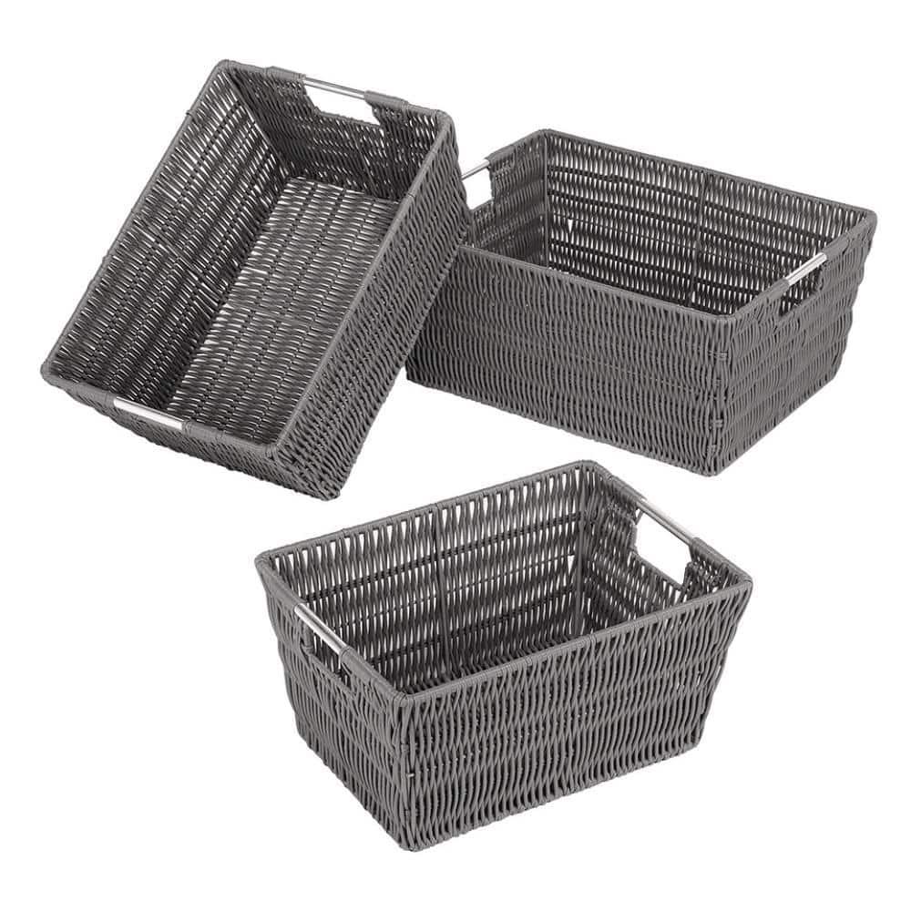 Whitmor Rattique Storage Baskets - Set of 3 - Gray