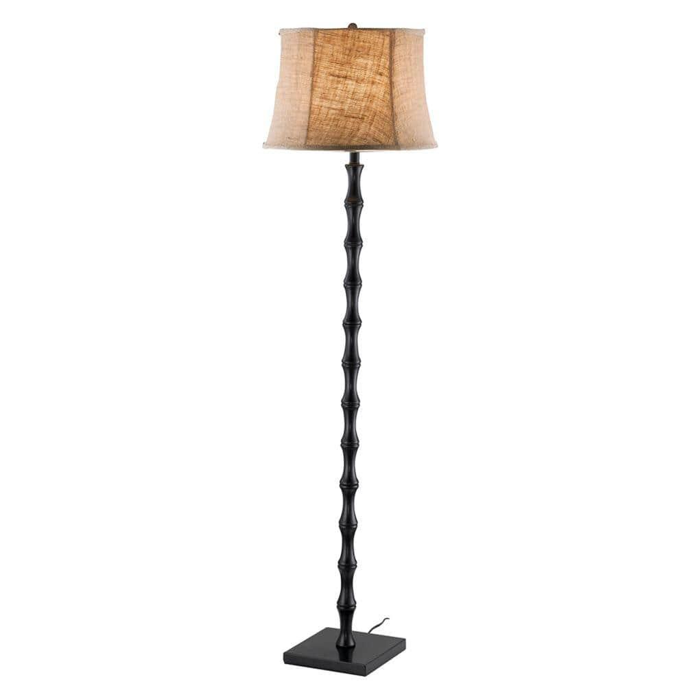 62" 3-way Stratton Floor Lamp Black - Adesso: Burlap Shade, Metal Body, UL Listed, Modern Decor