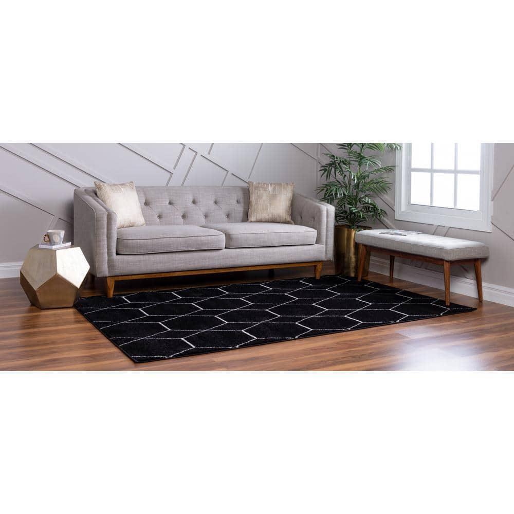 Unique Loom 5' 0 x 8' 0 Trellis Frieze Geometric Black Area Rug