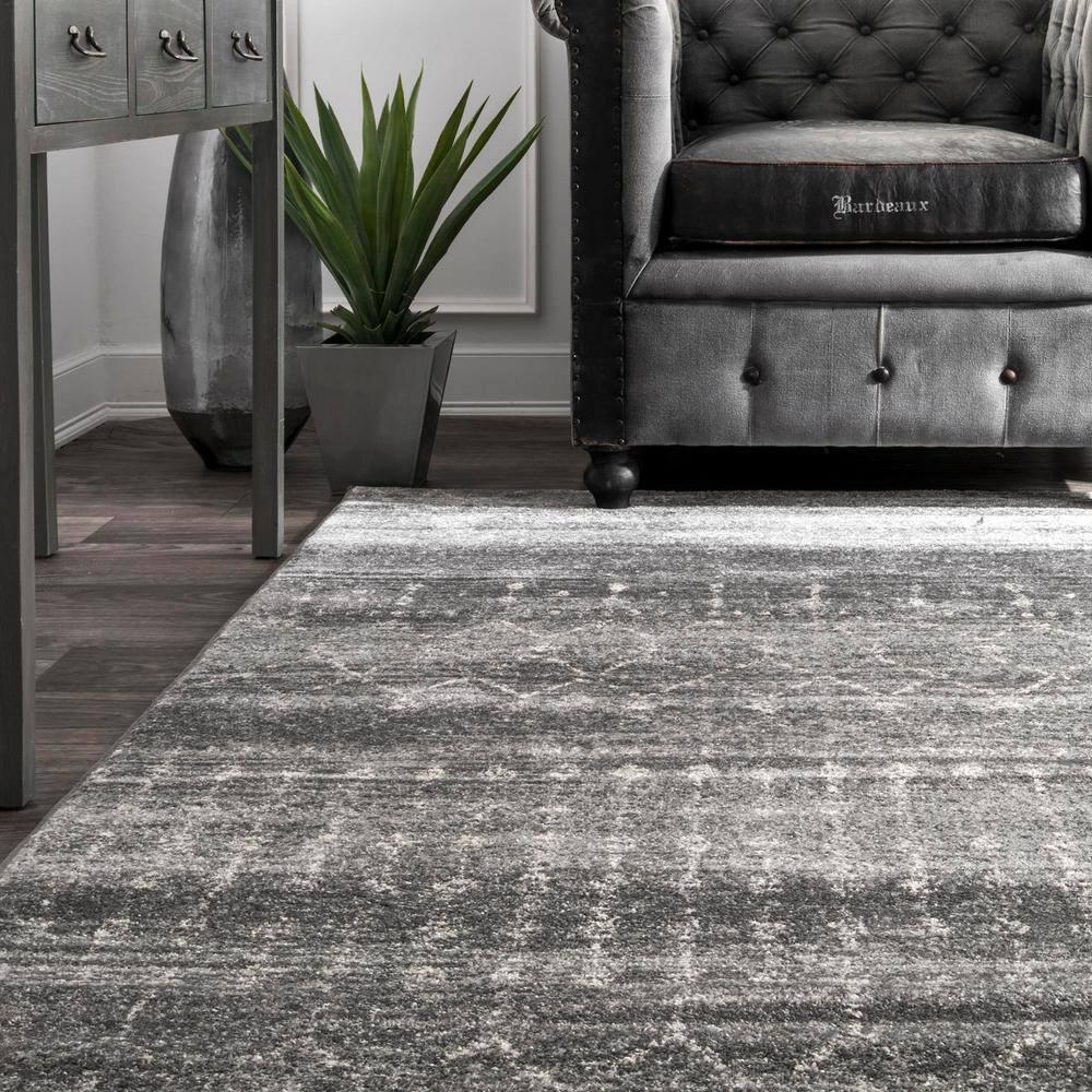 Handmade Dark Grey Geometric Oval 5' x 7' Synthetic Rug