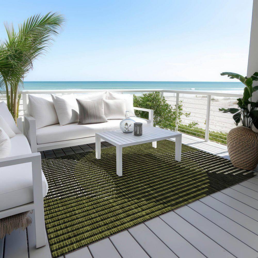 Machine Washable Indoor/Outdoor Chayden ACN1001 Olive