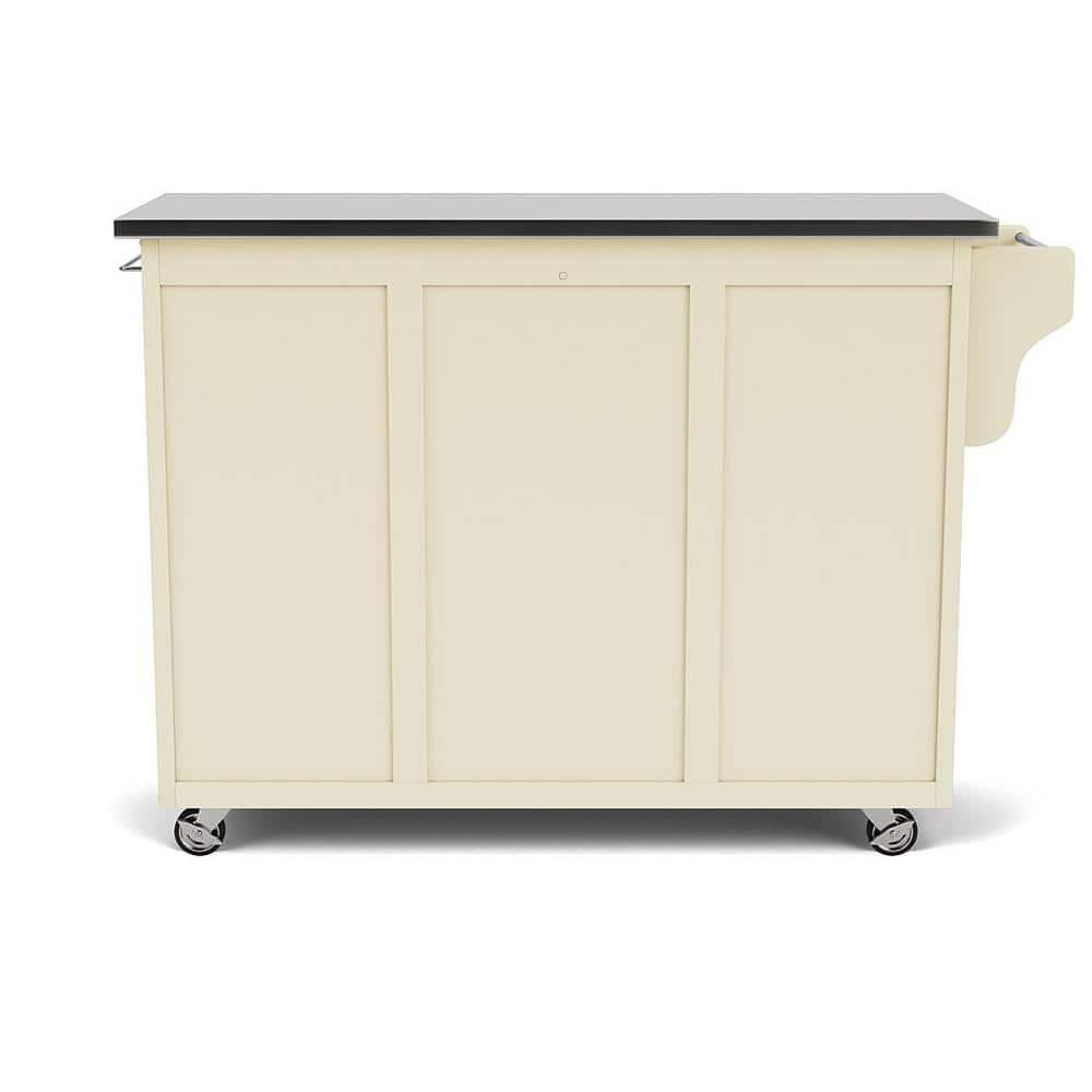 Create-a-Cart White Kitchen Cart With Stainless Top