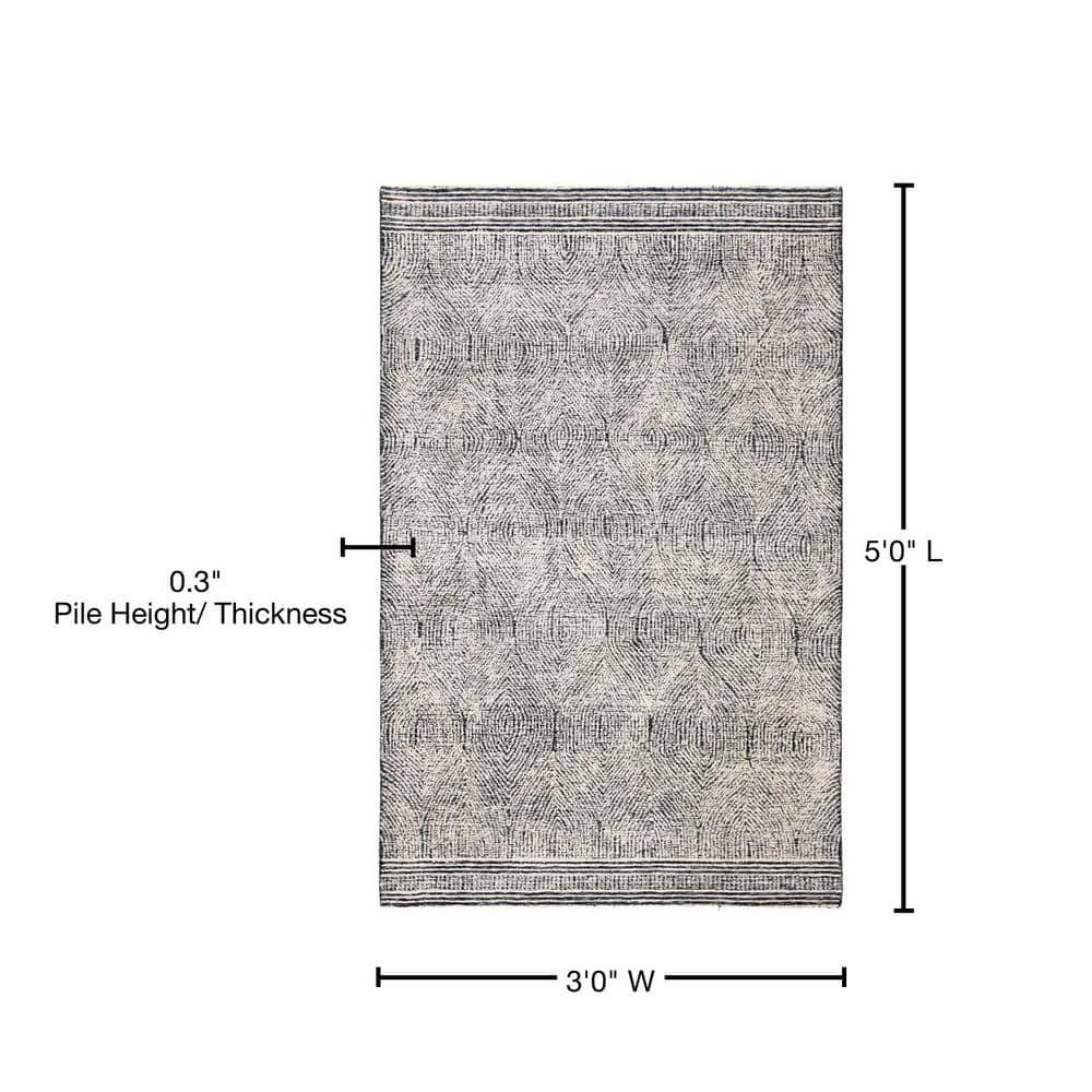 SAFAVIEH Abstract Caelestinus Geometric Wool Area Rug, Ivory/Chocolate, 3' x 5'