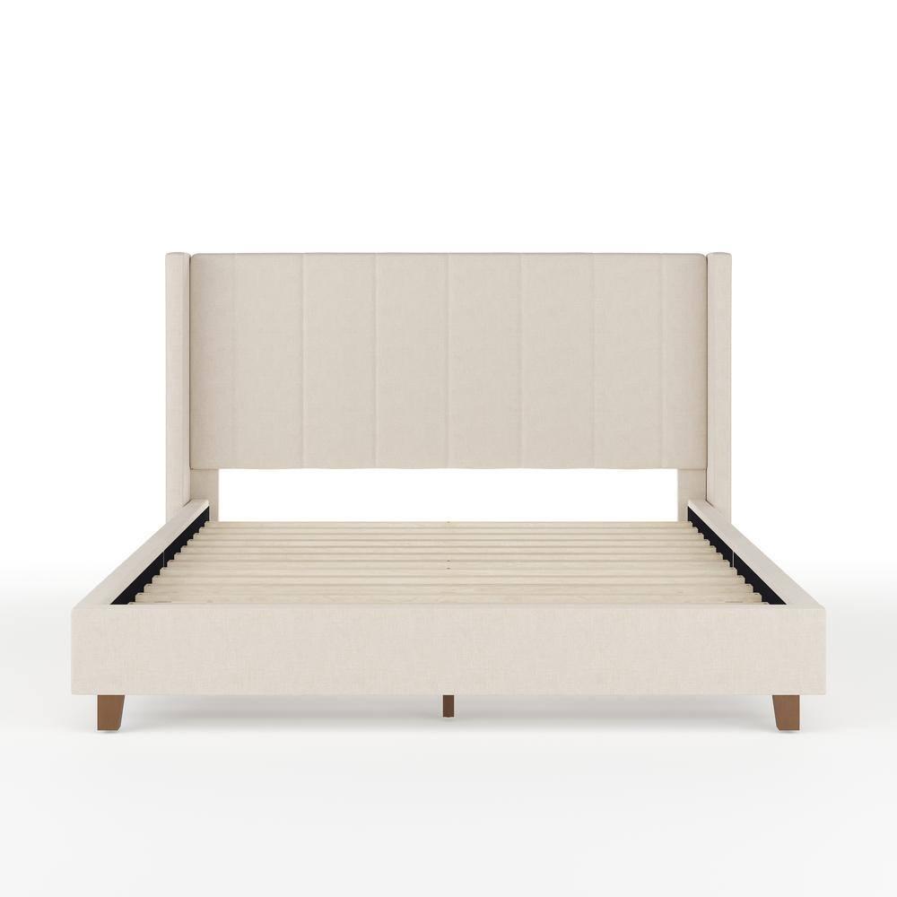 Martha Stewart Martha Stewart Kay Upholstered Platform Bed With Channel Stitched Wingback Headboard