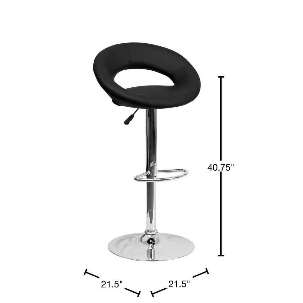Flash Furniture Contemporary Vinyl Rounded Orbit-Style Back Adjustable Height Barstool with Chrome Base