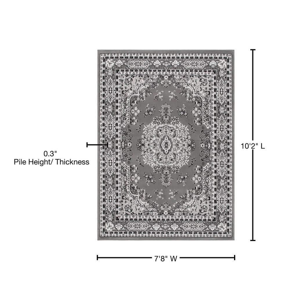 Home Dynamix Premium Sakarya Traditional Medallion Area Rug, Grey/Ivory, 7'8"x10'7"