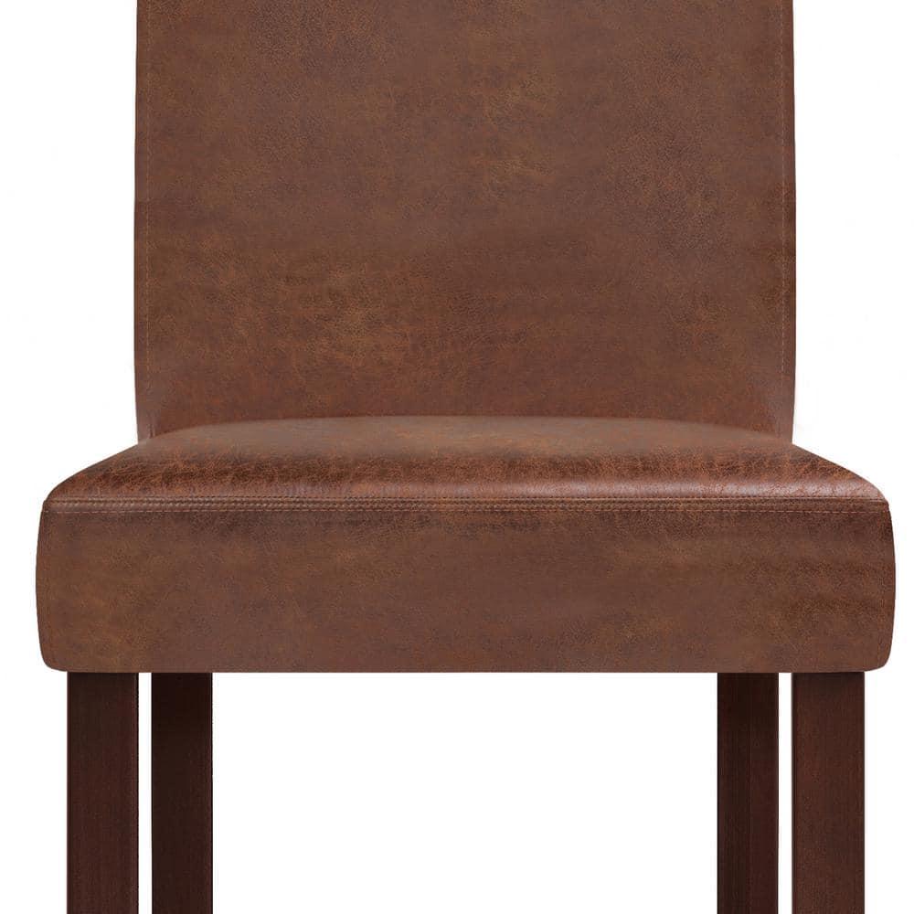 Simpli Home Upholstered Parson Dining Chair with Tufted Backrest and Solid Wood Frame