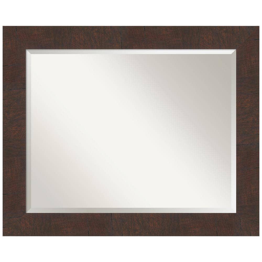 Amanti Art Beveled Bathroom Wall Mirror - Wildwood Brown Frame Wildwood Brown Outer Size: 33 x 27 in
