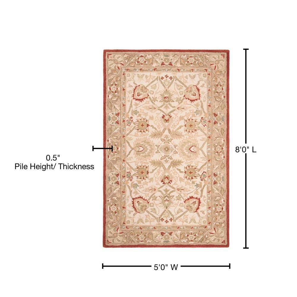 Anatolia AN512 Hand Tufted Indoor Area Rug - Beige/Rust - 5'x8' - Safavieh