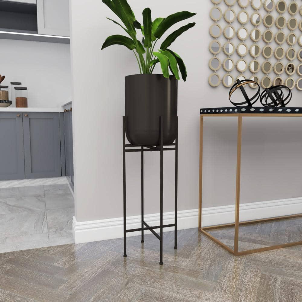 Olivia & May Modern With Stand Iron Planter Pots Black