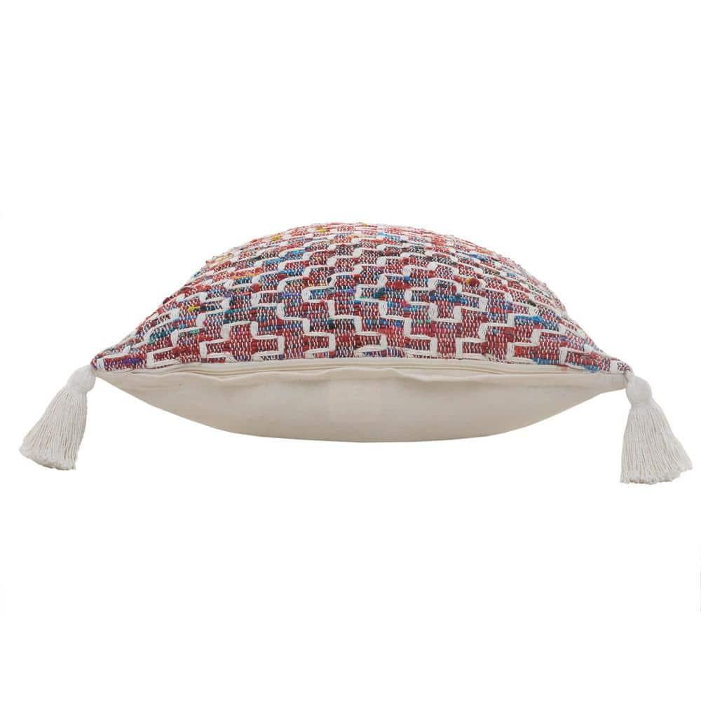 ZeaZu 20" X 20" Red Green Blue Yellow And Orange Polyester Geometric Zippered Pillow