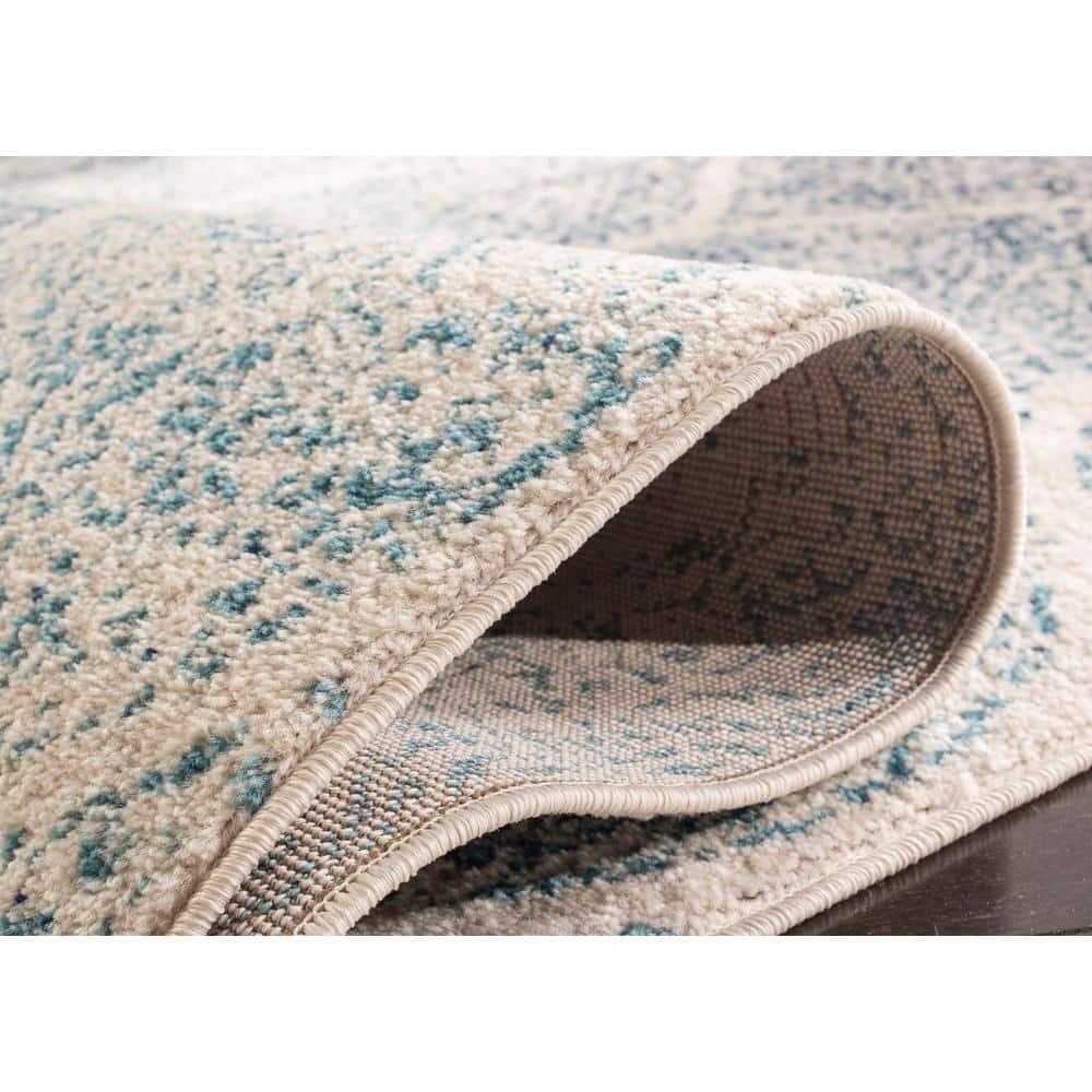 SAFAVIEH Madison Leighton Geometric Area Rug, Cream/Turquoise, 9' x 12'