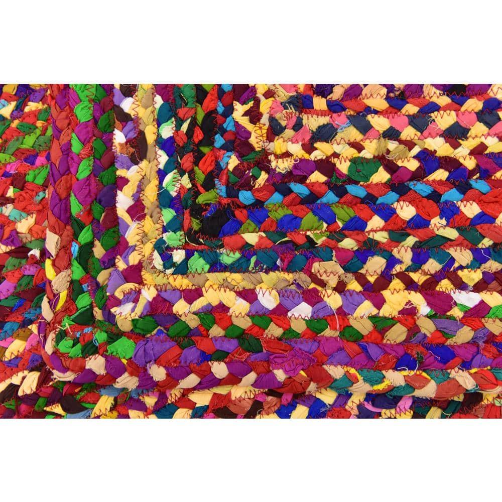 Unique Loom Braided Chindi Collection Area Rug - Layer (2' 7" x 6' 1" Runner Multi/Blue)