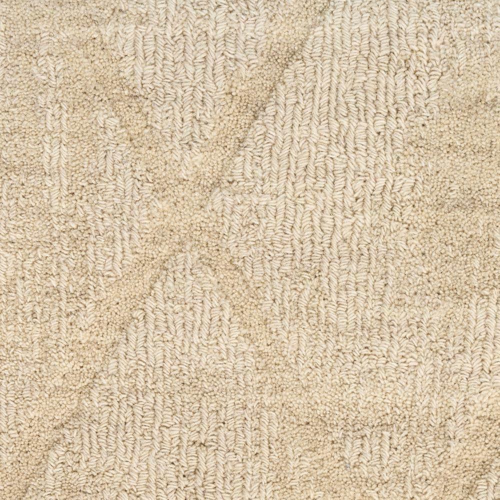 Nourison 5'3"x7'3" Wool Haven Modern Handwoven Area Rug Beige: Geometric Diamond Pattern, Medium Pile, Hand-Carved