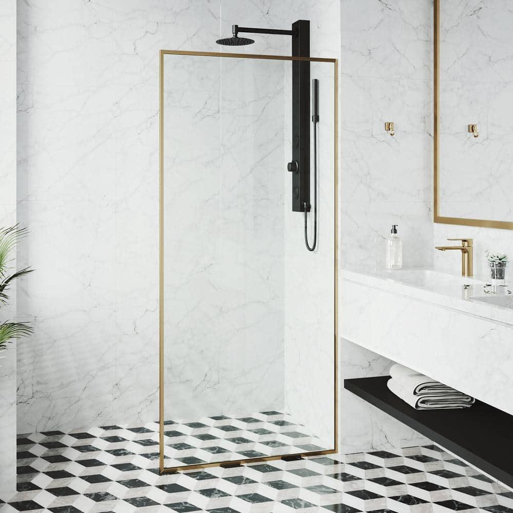 Meridian 34" W x 74" H Fixed Framed Shower Screen with 3/8" Glass