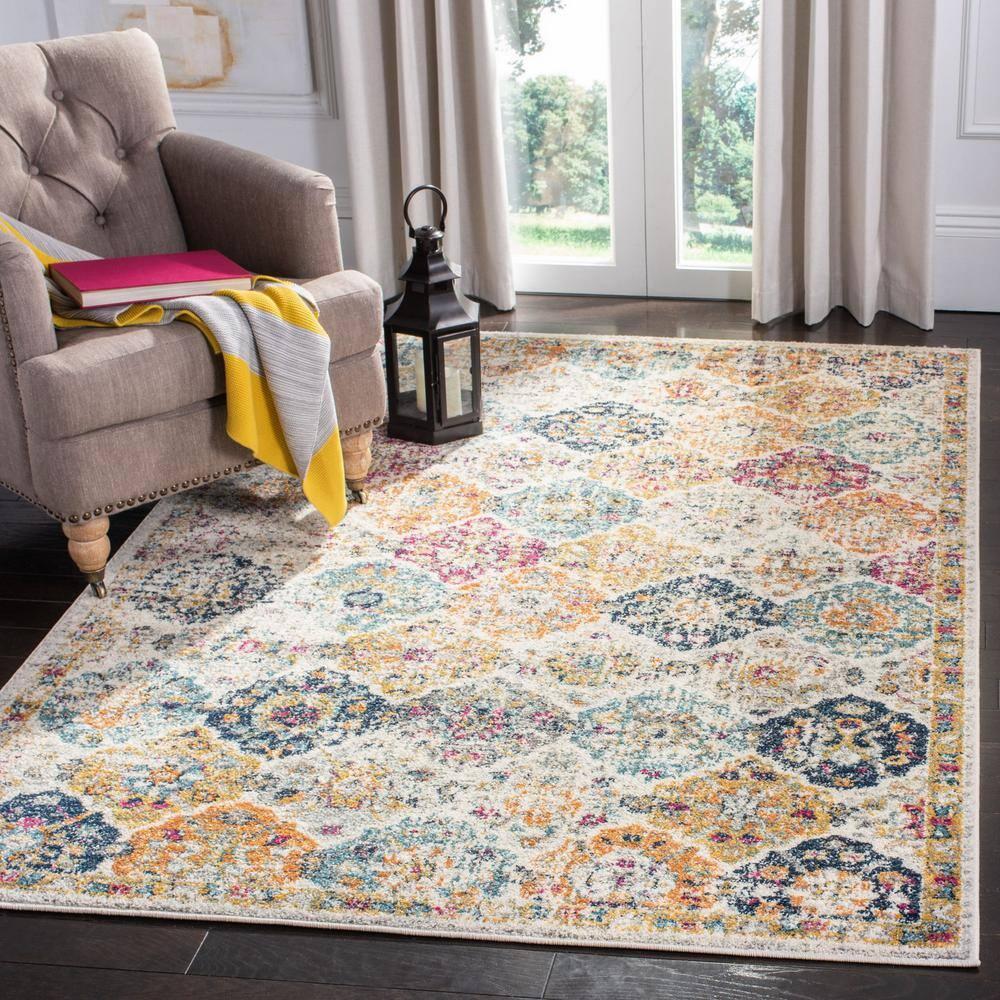 Madison MAD611 Power Loomed Indoor Area Rug - Cream/Multi - 6'7"x6'7" - Safavieh