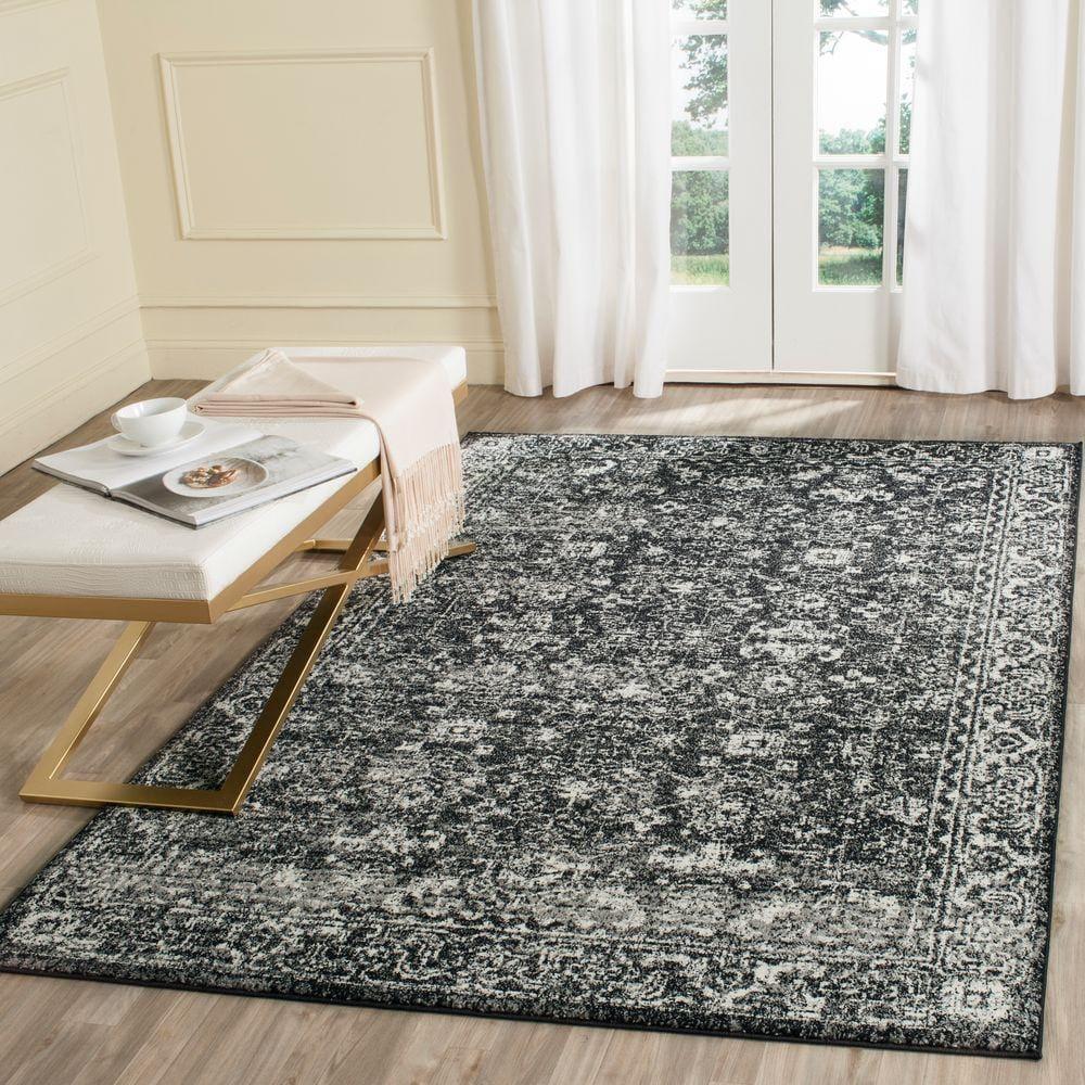 Evoke EVK270 Power Loomed Area Rug Charcoal / Ivory 5'-3" X 7'-6" - Safavieh.